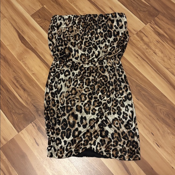 Speechless Strapless Leopard Print Dress - Picture 1 of 3